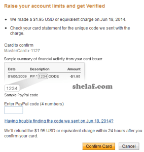 paypal confirmation code