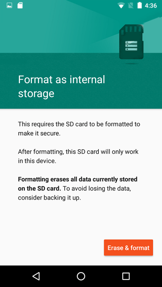 SD Card as Default Internal Android