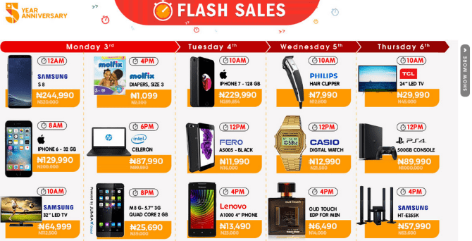 Jumia 5th anniversary flash sale