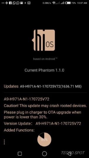 Phantom 2B6 plus nougat update