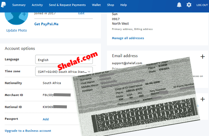 south africa paypal verification proof