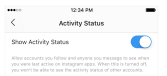 Instagram Activity Status button