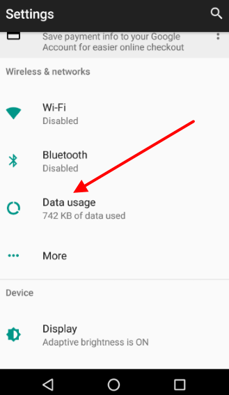 android data usage menu