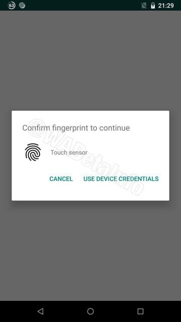 Fingerprint Android alert