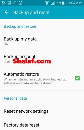 android backup n reset