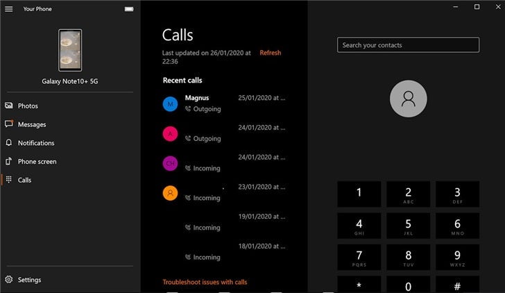phone call feature on pc