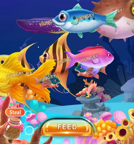 Clipclaps steal to get food for fish in aquarium game