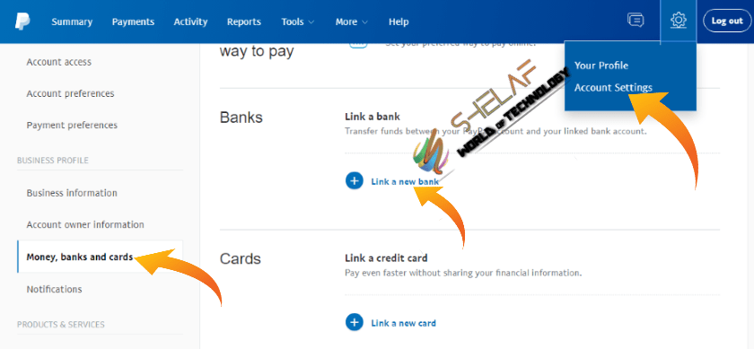 paypal UAE link a new bank