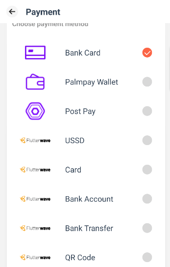 Simo app payment page