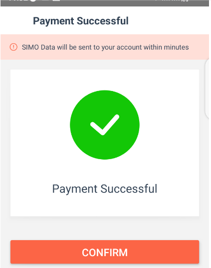Simo data successful payment