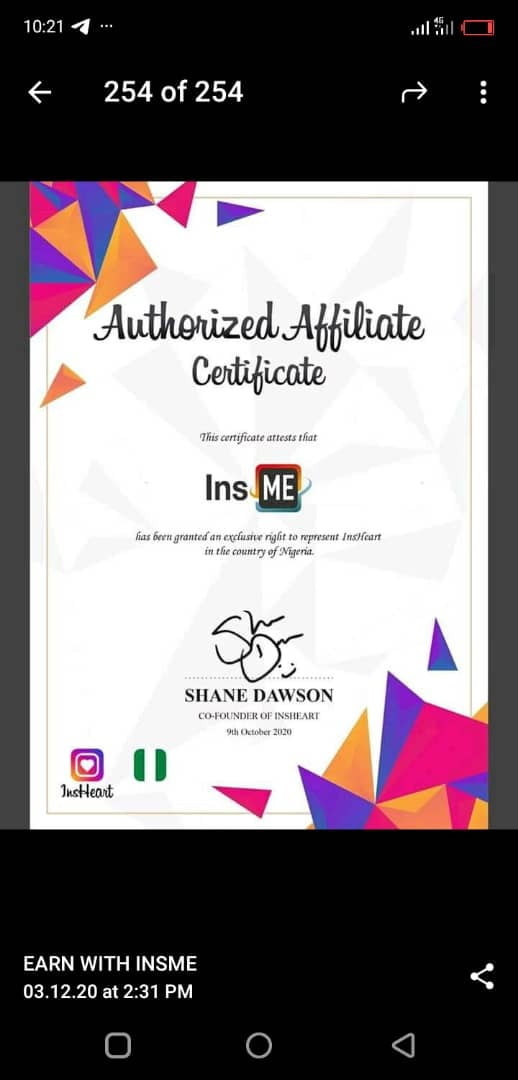 insme certificate