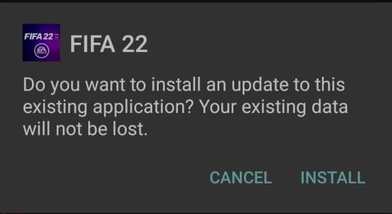 FIFA 22 Mod Apk installation