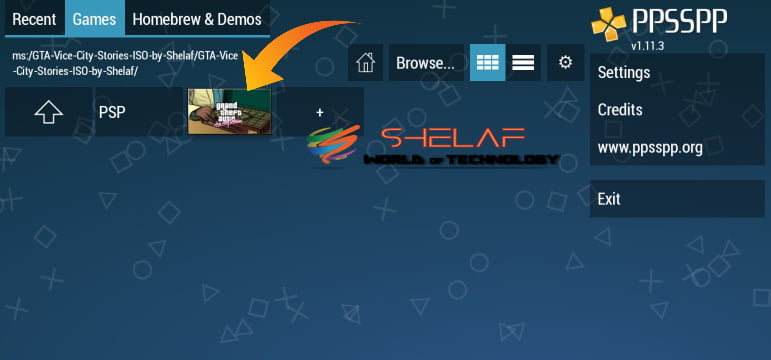GTA ISO file loaded on PPSSPP Gold