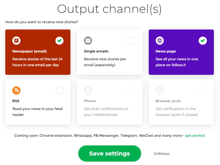 follow it Output Channels