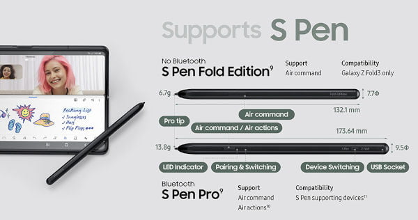 Galaxy Z Fold3 5G S Pen Fold Edition and S Pen Pro