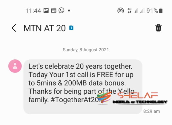MTN at 20 Free 5 Minutes Call and 200MB Data Bonus