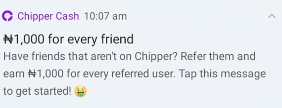 chipper cash referral bonus