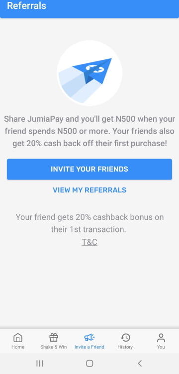JumiaPay invite your friends