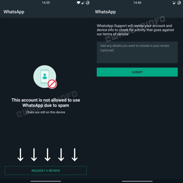 WhatsApp Ban Request a Review