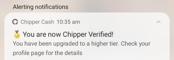 chipper cash app verification notification