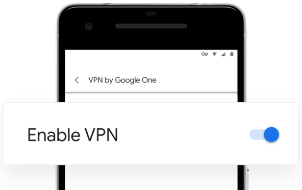 Google One VPN switch on button