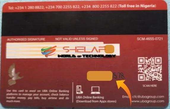 Details at the Back of UBA Prepaid Card