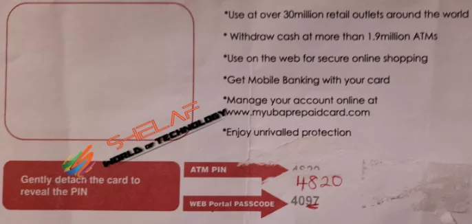 Uba Prepaid Card pin and passcode