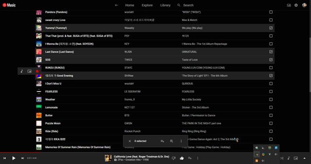 Multi-select for YouTube Music web app