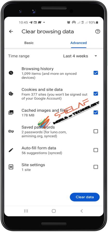 clearing cache on android chrome browser