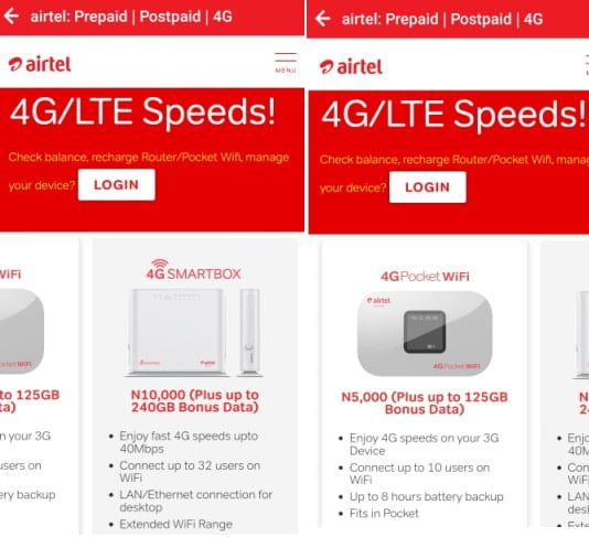 Airtel data plans on 4G Smartbox