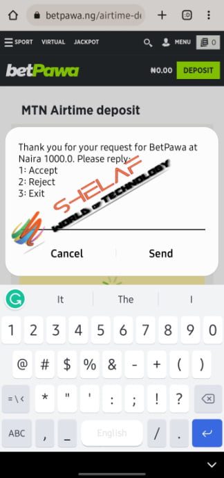 MTN airtime deposit on betpawa