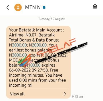 MTN betatalk free airtime