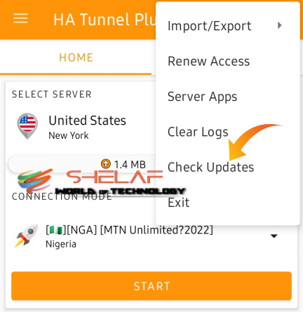 MTN Free Browsing HA tunnel plus check server updates