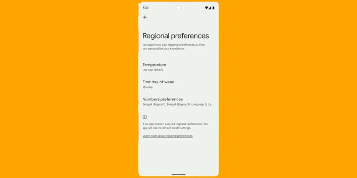 Android 14 Developer Preview 2 Regional Preferences