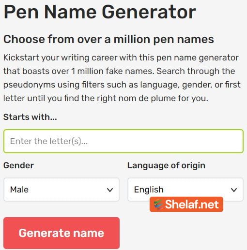 Pen Names Generator for amazon kdp