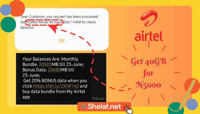 Airtel Offer Get 40GB for N5000