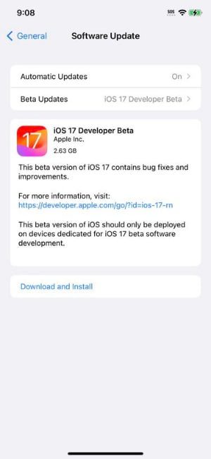 iOS 17 developer beta