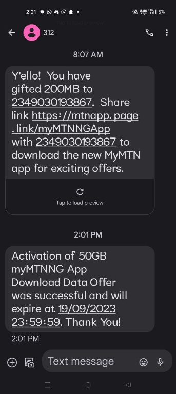 50GB of Free Data with the MyMTN App