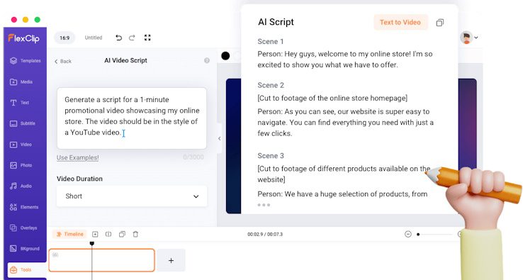 Flexclip ai video script Tool
