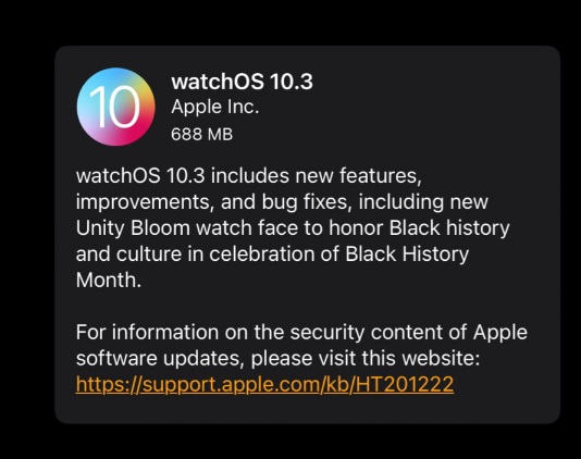 watchOS 10.3 update