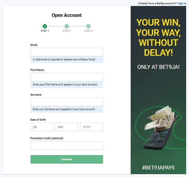 How to register on Bet9ja