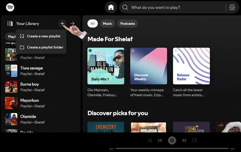 Access the Library on Spotify Web Player