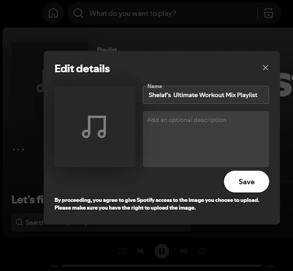 Name your Playlist on Spotify Web Player