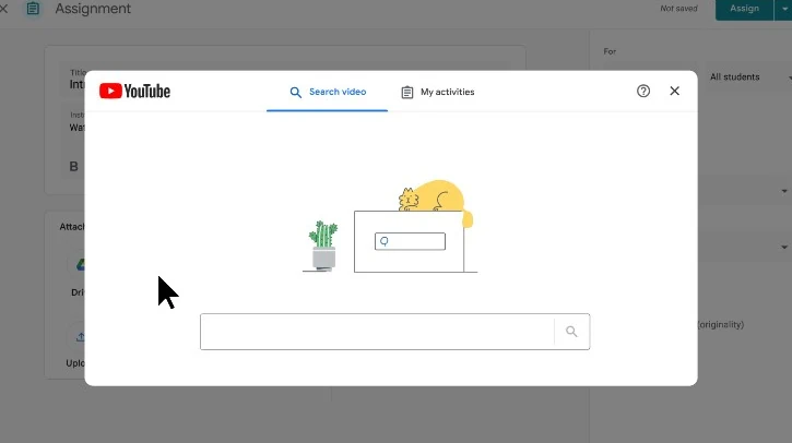 questions for YouTube videos in Google Classroom