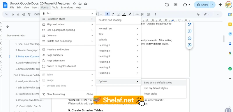 Google Docs Custom Styles Permanent
