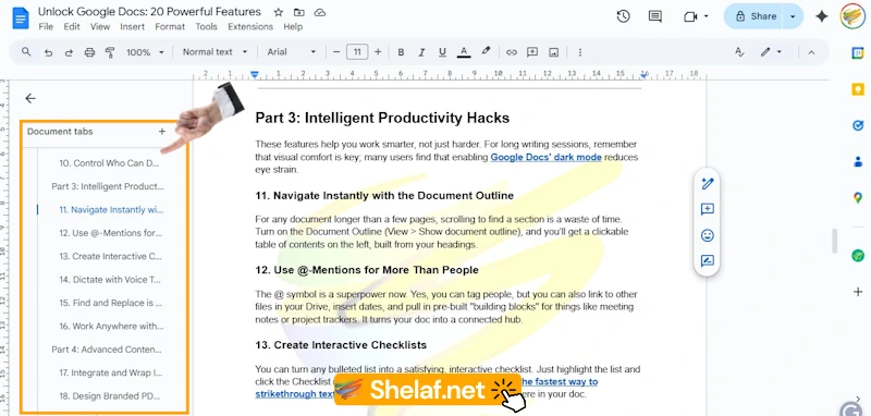 Google Docs Document outline