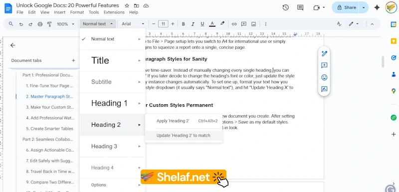 Google Docs Paragraph Styles