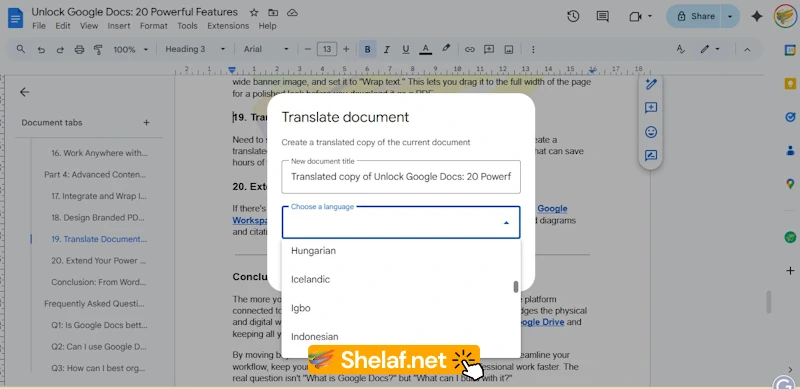 Google Docs Translate Document